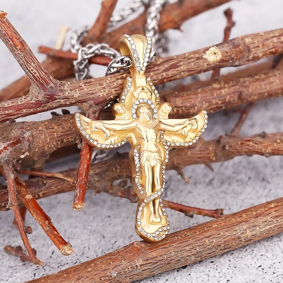 ❤️Jesus Cross Christian Catholic Stainless Steel Unisex Necklace GP1231409 - Picture 3 of 6